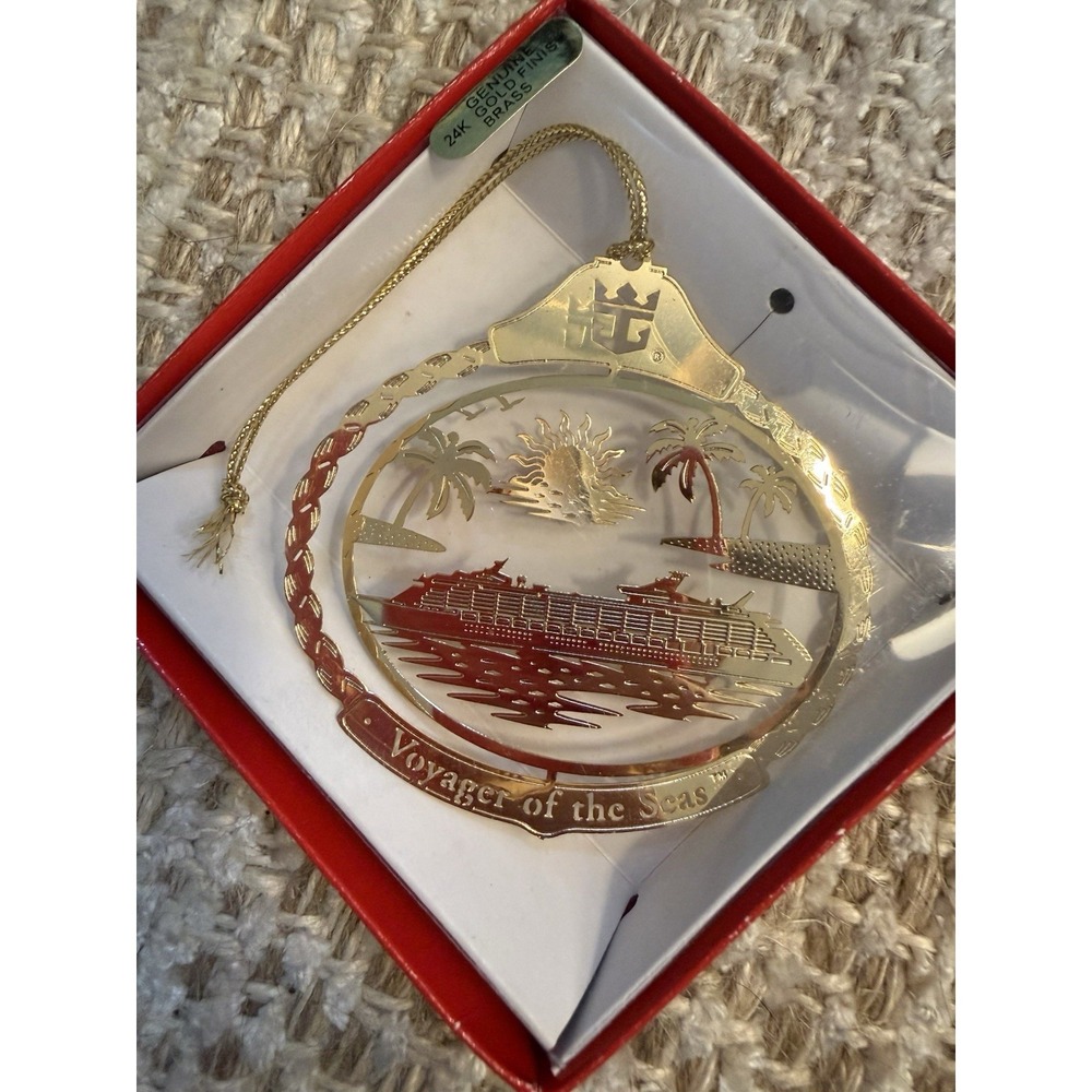 Royal Caribbean Voyager Of The Seas Christmas Ornament 24k Gold Finish